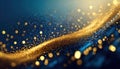 abstract background with Dark blue and gold particle. Christmas Golden light shine particles bokeh on navy blue background Royalty Free Stock Photo