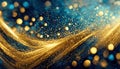 abstract background with Dark blue and gold particle. Christmas Golden light shine particles bokeh on navy blue background. Royalty Free Stock Photo