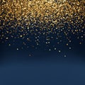 abstract background with Dark blue and gold particle. Christmas Golden light shine particles bokeh on navy blue background. Gold Royalty Free Stock Photo