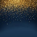 abstract background with Dark blue and gold particle. Christmas Golden light shine particles bokeh on navy blue background. Gold Royalty Free Stock Photo