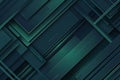 Abstract background of dark green geometric lines overlapping layers on a dark background. Modern technological futuristic design, Royalty Free Stock Photo