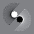 Abstract background Day and Night concept. Yin and Yang symbol. Creative geometric lines as sun or logo, icon, tattoo