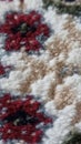 Abstract background of defocused fabric of fabtic of prayer rug