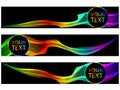 Abstract background design. Colorful wave motion on dark background. Set of banners Royalty Free Stock Photo