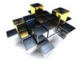 Abstract background design construction cubes . 3d rendered illustration