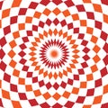 Abstract background design texture with red and orange rounded twirl chequered elements. Creative vector fabric pattern Royalty Free Stock Photo