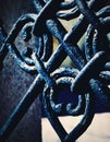 Detail black iron forged gate