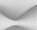 Abstract background of diagonal lines curved in a sinusoid. Long smooth wave in space. Difference thickness volume flow Royalty Free Stock Photo