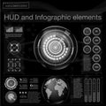 Abstract background with different elements of the hud. Hud elements,graph.Vector illustration.Head-up display elements for