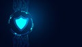 Abstract background digital concept cybersecurity shield anti virus malware spy protection cyber theft security On a blue-black