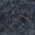 Abstract background, digital marbling illustration, black marble with white veins and golden cracks, fake painted artificial stone