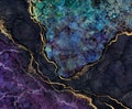 abstract background digital marbling illustration violet blue purple marble with golden veins fake painted artificial stone