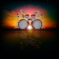 Abstract background with drum kit