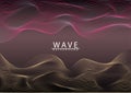 Dynamic line wave. Gold and Pink gradient background. vector illustration. Royalty Free Stock Photo