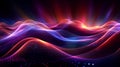 abstract background with glowing particles. Futuristic wave flow