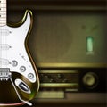 Abstract background with electric guitar and retro radio Royalty Free Stock Photo