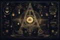 Abstract background with elements of alchemy and occultism Royalty Free Stock Photo