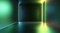 Abstract background, empty room with green neon light Royalty Free Stock Photo