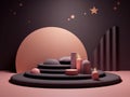 abstract background with empty stage for product. night scene with candles. ai