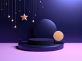 abstract background with empty stage for product. night scene with stars. ai