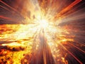 Abstract background with explosion and flying debris