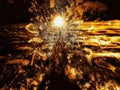 Abstract background with explosion and flying debris