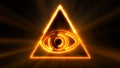 Abstract background with The Eye of Providence. Seamless loop digital backdrop