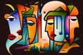 Abstract background with faces in picasso style