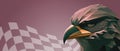 Abstract background. Falcon Lowpoly Leader concept and competitive game in the business of young investors quid wisely. red,