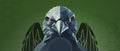 Abstract background. Falcon Lowpoly Leadership concept and foresight in profit management seek to do business in the future. Green