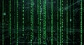 Green Matrix Code Falling Digital Background, Futuristic Technology Concept Royalty Free Stock Photo