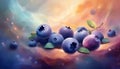 Abstract background. Fantasy blueberry. Blurred colorful berry background. AI generated