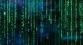 Abstract Green Digital Rain Matrix Code Background, Technology and Future Concept Royalty Free Stock Photo