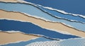 Layered ripped paper collage in blue and beige shades Royalty Free Stock Photo