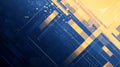 Abstract Digital Network Background with Blue and Yellow Geometric Patterns Royalty Free Stock Photo