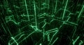Abstract Green Digital Network Grid with Binary Code Data Flow Background Royalty Free Stock Photo
