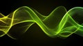 Vibrant Neon Green and Yellow Flowing Abstract Wave on Black Background Representing Digital Data, Sound Energy, or Futuristic Royalty Free Stock Photo