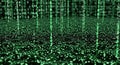 Green Binary Code Descending into Digital Ocean, Technology Background Royalty Free Stock Photo