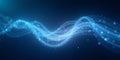 Glowing Blue Futuristic Wave with Particles Background Royalty Free Stock Photo
