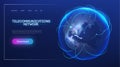 Telecommunications network with glowing globe and connections