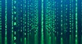 Green Digital Rain Matrix Code Falling with Reflection on Water - Technology Background Royalty Free Stock Photo