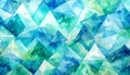 Abstract Watercolor Geometric Pattern in Blue and Green Royalty Free Stock Photo