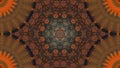 Ornate brown mandala background with abstract fiery kaleidoscope pattern Royalty Free Stock Photo