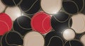 An abstract background featuring overlapping circles in red black and beige with gold lines creating a modern minimalistic pattern Royalty Free Stock Photo