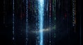 Digital Rain Matrix Effect Falling Binary Code Stream with Blue Light Tunnel Royalty Free Stock Photo