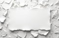 Abstract background featuring white torn paper pieces, blank sheet. Creative design with cracked surface, copy space for text Royalty Free Stock Photo