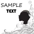 Abstract black and white background with the silhouette of a female head Royalty Free Stock Photo
