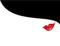 Abstract background with female lips and a black hat. vector