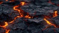 Abstract Background: Fiery Flow Beneath Cracked Earth - Molten Lava Scene Royalty Free Stock Photo