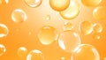 Abstract background of floating orange spheres, bubbles, and orbs on gradient. Royalty Free Stock Photo